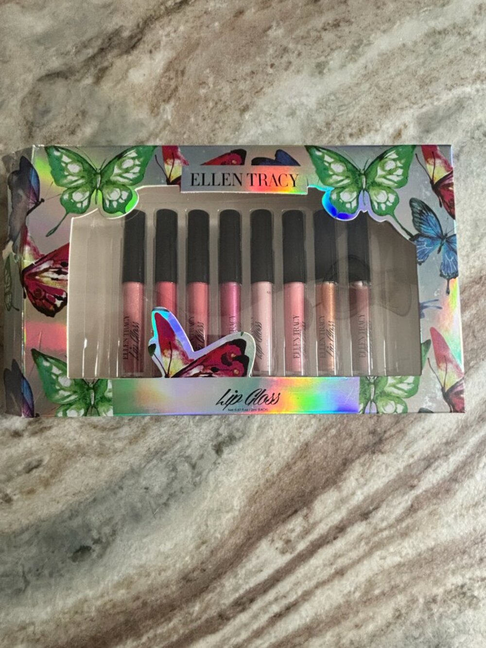 Ellen Tracy Lip Gloss Collection 8 Unused Glosses Butterfly Box